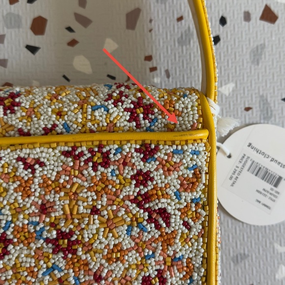 Staud Yellow Floral Beaded Tommy Bag - Picture 9 of 11